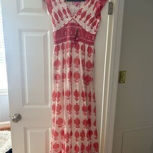 Sal Rosa muted Red/Pink and White Floral Maxi Dress size S-sold out on-line